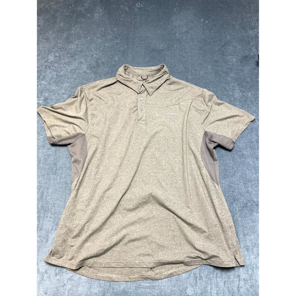 Wrangler Polo Shirt Mens 2XL Gray Performance Logo Collared Outdoor Classic Fit